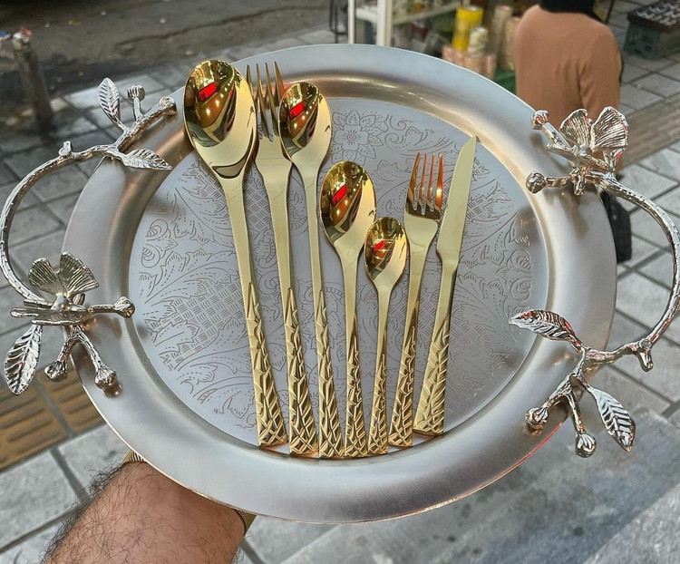سرویس قاشق و چنگال غذا خوری یونیک مدل گل گندم 120تیکه
