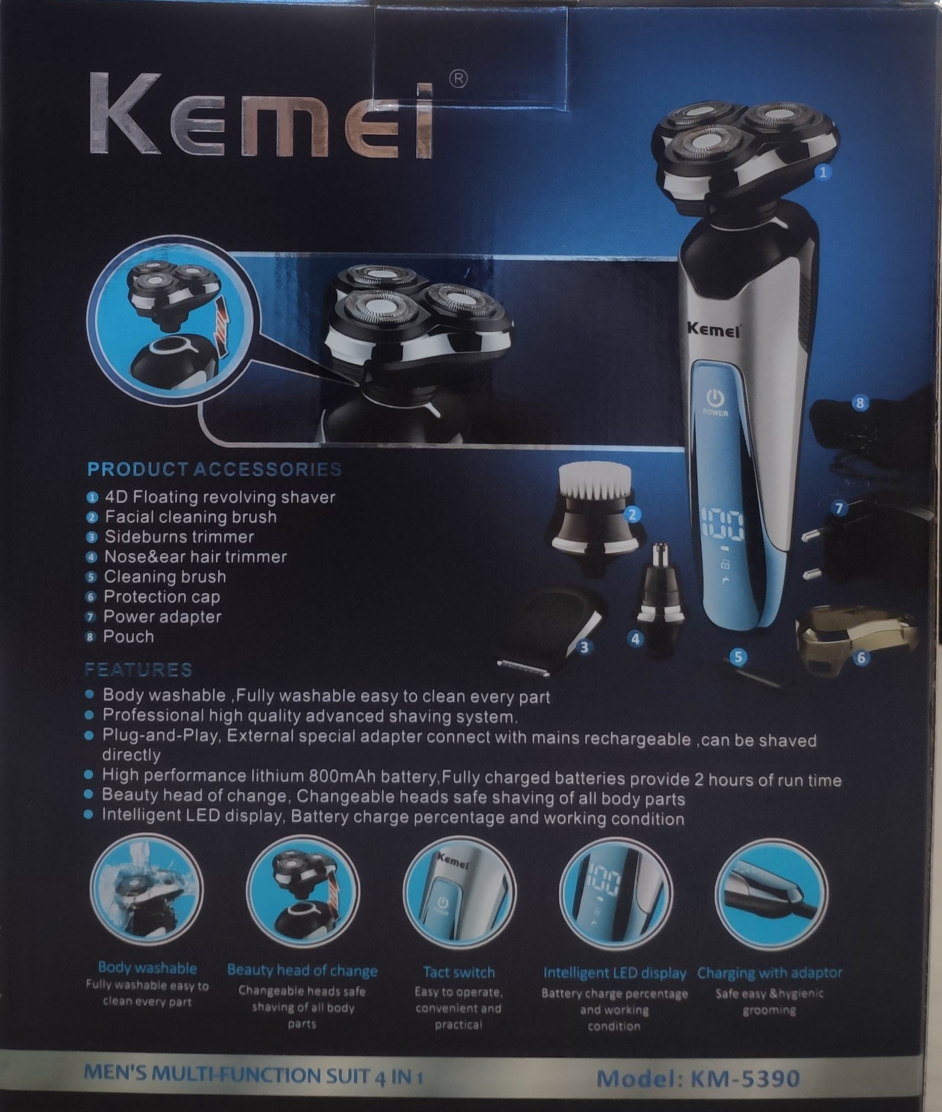 ماشین سه تیغ و اصلاح کیمی مدل KM:5390 اصلی